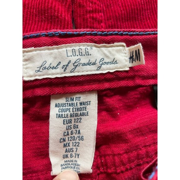 Girls H&M L.O.G.G. Slim Fit Red Corduroy Pants Size 6X - Picture 4 of 5